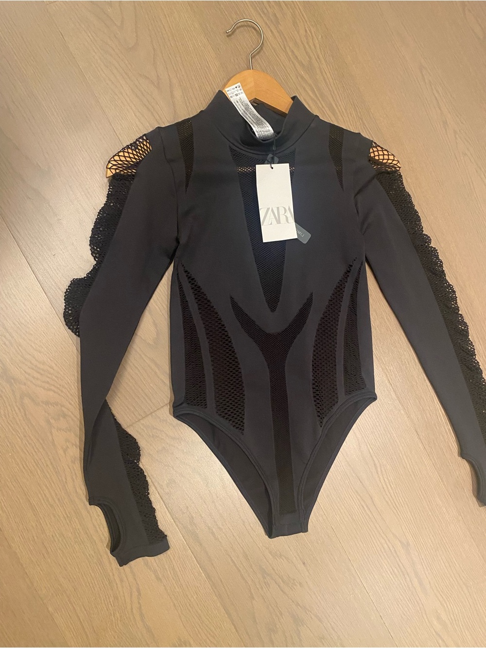 Zara Black Mesh-Detail One-Piece